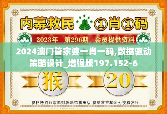 2024澳门管家婆一肖一码,数据驱动策略设计_增强版197.152-6