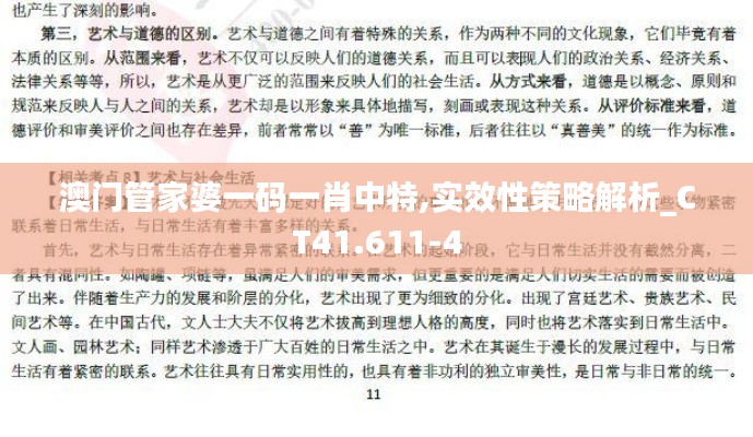 澳门管家婆一码一肖中特,实效性策略解析_CT41.611-4