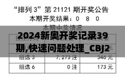 2024新奥开奖记录39期,快速问题处理_CBJ28.231预备版