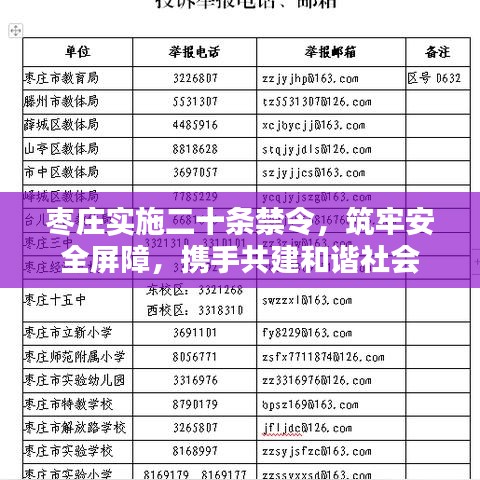 枣庄实施二十条禁令，筑牢安全屏障，携手共建和谐社会