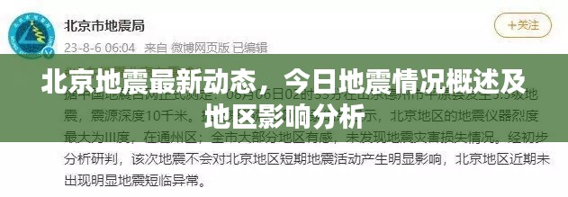 北京地震最新动态，今日地震情况概述及地区影响分析