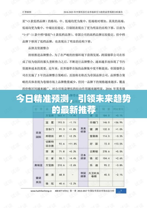 今日精准预测，引领未来趋势的最新推荐