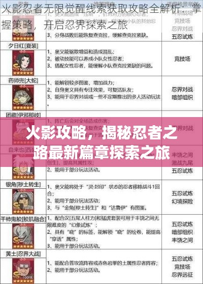 火影攻略，揭秘忍者之路最新篇章探索之旅