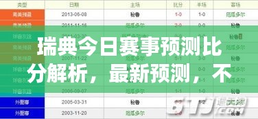 瑞典今日赛事预测比分解析，最新预测，不容错过！