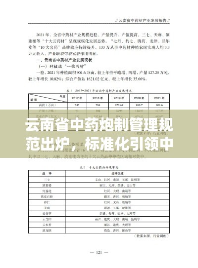云南省中药炮制管理规范出炉，标准化引领中药产业高质量发展