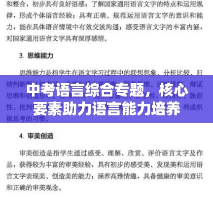 中考语言综合专题，核心要素助力语言能力培养