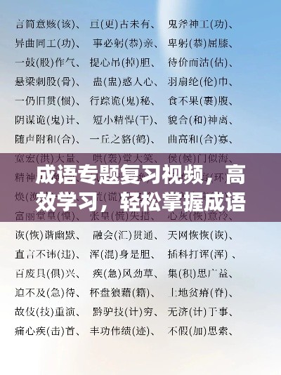 成语专题复习视频，高效学习，轻松掌握成语魅力