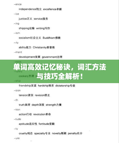 单词高效记忆秘诀，词汇方法与技巧全解析！