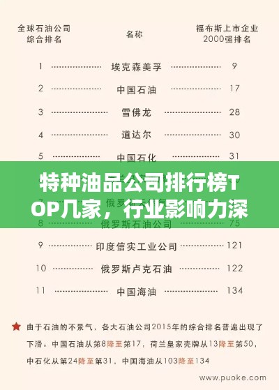 特种油品公司排行榜TOP几家，行业影响力深度解析！